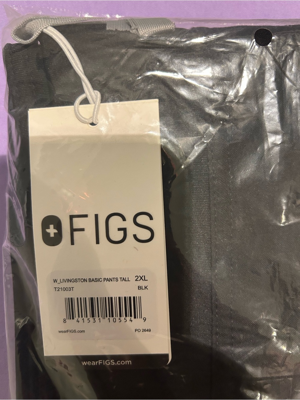 Figs Livingston Basic Scrub Pants Black 2XL TALL NWT - Picture 4 of 4
